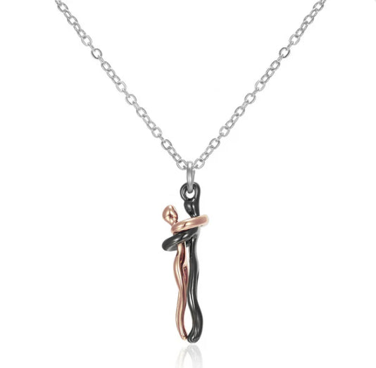Hot Sale Affectionate Hug Necklace Couples Anniversary Valentine's Day  Gift Fashion Punk Street Style Pendant Necklace